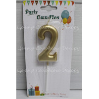 Свічка цифра золота "2"