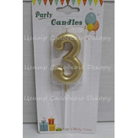 Свічка цифра золота "3"
