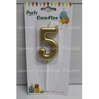 Свічка цифра золота "5"