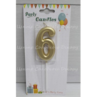 Свічка цифра золота "6"