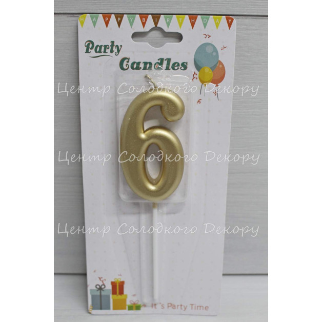 Свічка цифра золота "6"