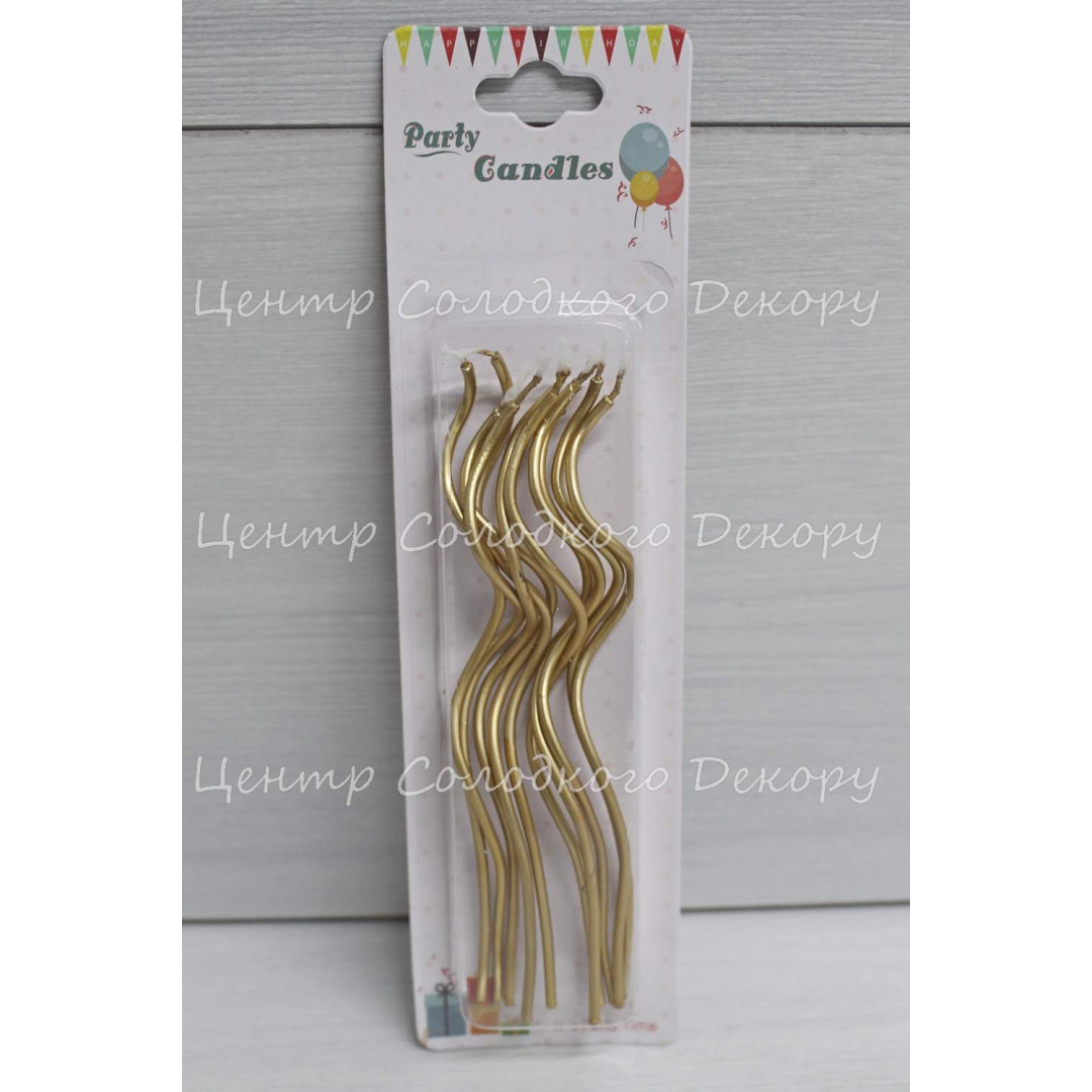 Свічка спіраль 10 шт золото