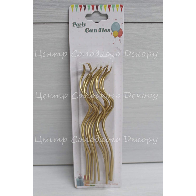 Свічка спіраль 10 шт золото