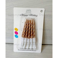 Свічки 10 шт міні кручені шампань хром