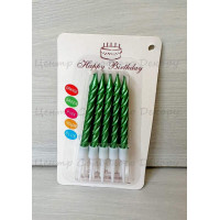 Свічки 10 шт міні кручені зелені хром