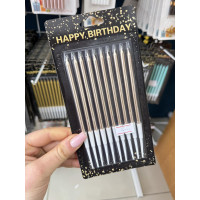 Свічки 10 шт прямі гладкі шампань хром