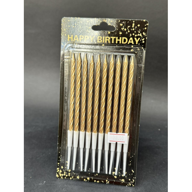 Свічки 10 шт прямі кручені шампань хром