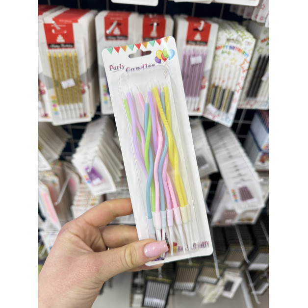 Свічки 12 шт коктельні пастель (макаруни)