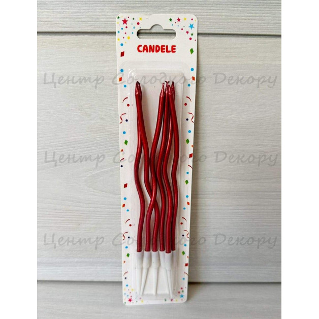 Свічки 6 шт коктельні червоні хром