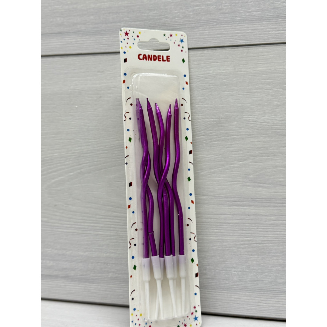 Свічки 6 шт коктельні фуксія хром