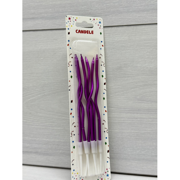 Свічки 6 шт коктельні фуксія хром