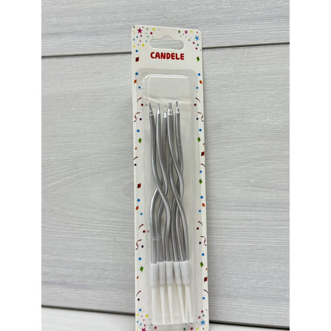 Свічки 6 шт коктельні срібні хром