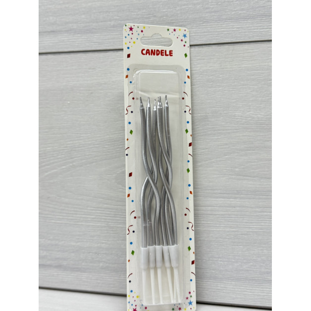 Свічки 6 шт коктельні срібні хром