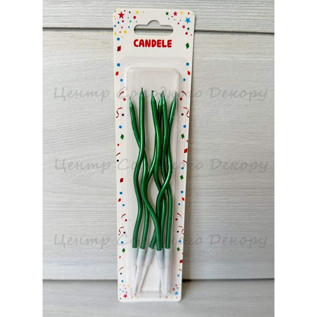 Свічки 6 шт коктельні зелені хром