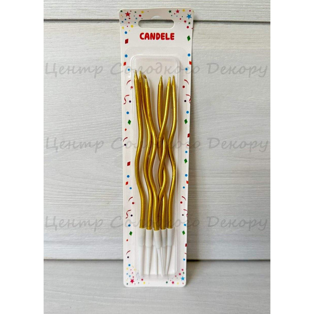 Свічки 6 шт коктельні золоті хром