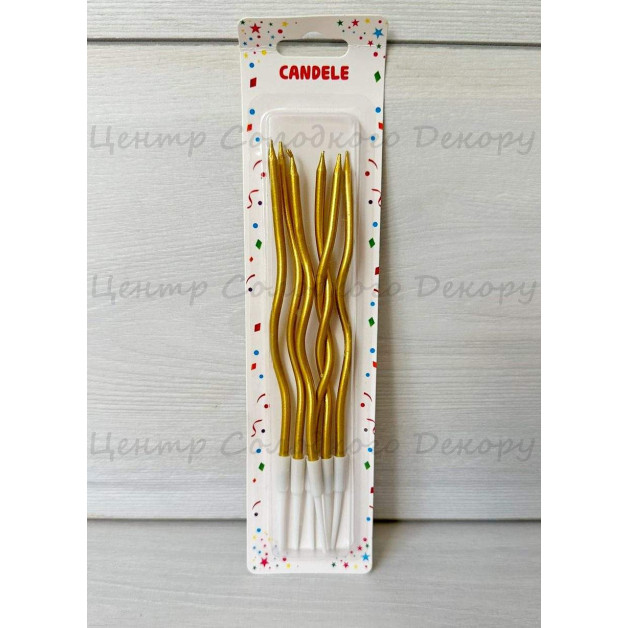 Свічки 6 шт коктельні золоті хром