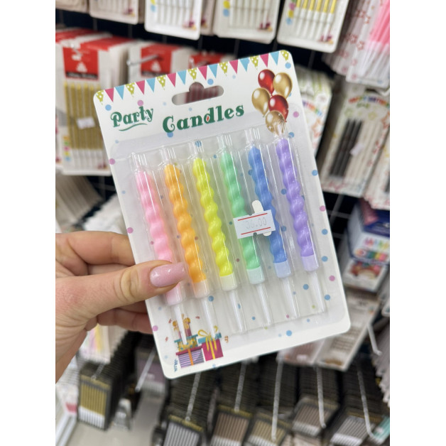 Свічки 6 шт пастель спіралька короткі (макаруни)