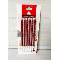 Свічки 6 шт прямі кручені червоні хром