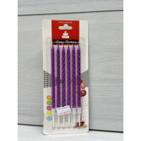 Свічки 6 шт прямі кручені фуксія хром