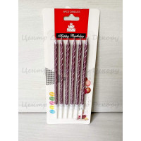 Свічки 6 шт прямі кручені рожеві хром