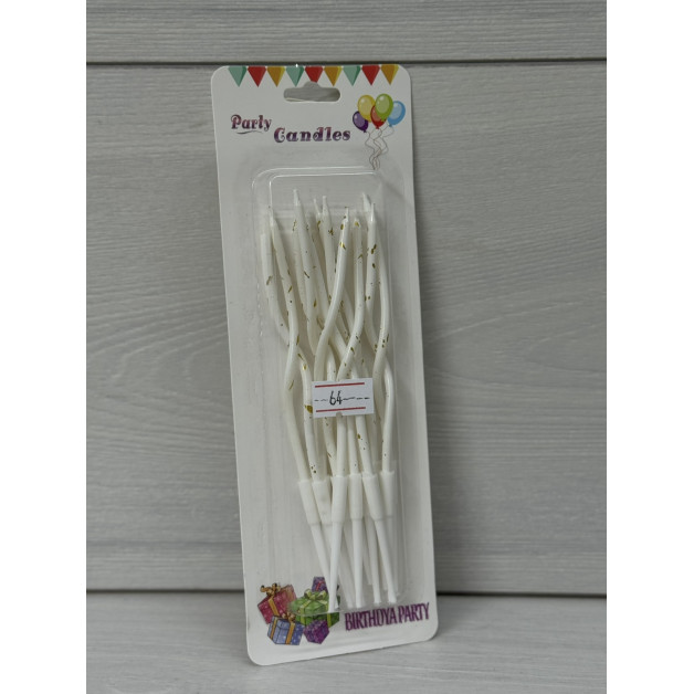 Свічки хвилясті білі з золотими краплями 12 шт