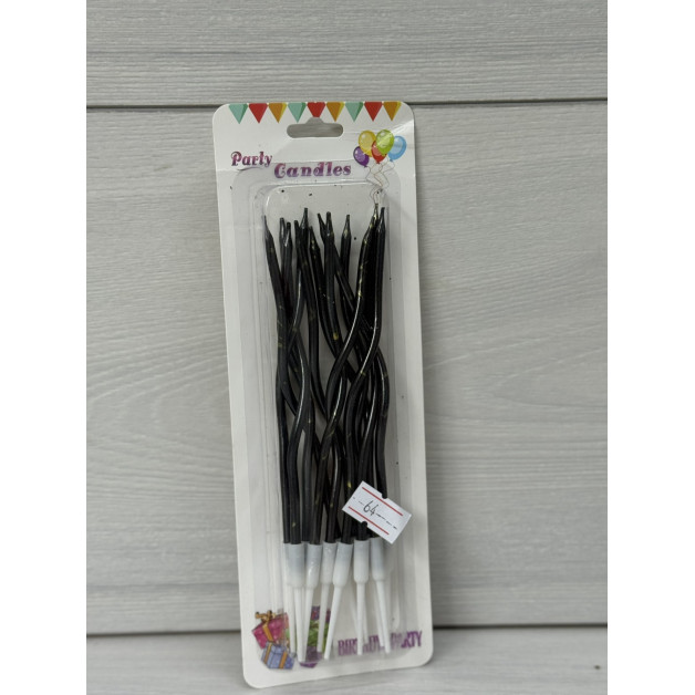 Свічки хвилясті чорні з золотими краплями 12шт