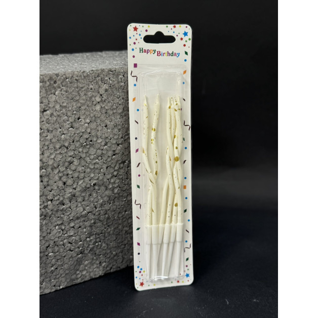 Свічки прямі білі із золотими бризгами