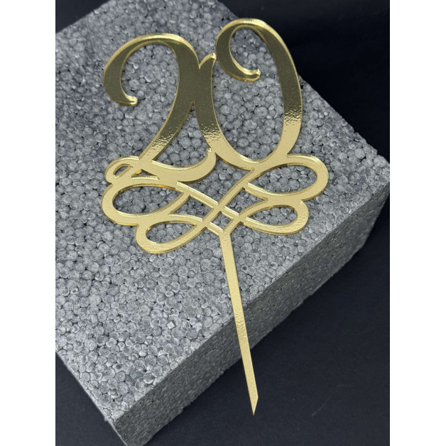 Топер пластик "20"-золото 