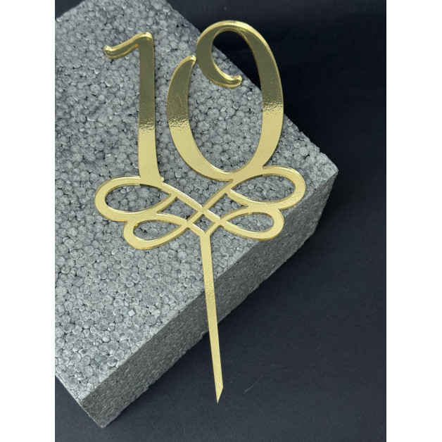Топер пластик "10"-золото 