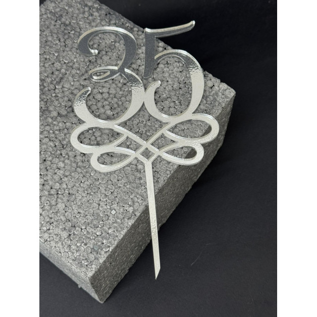 Топер пластик "35"-срібло