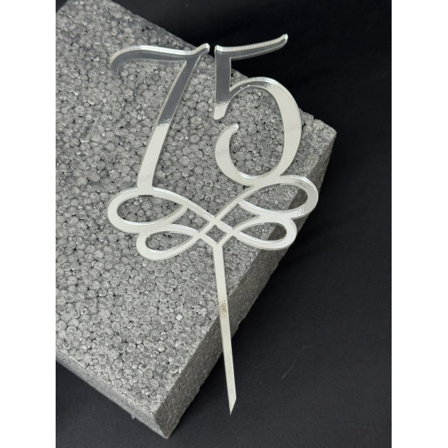 Топер пластик "75"-срібло