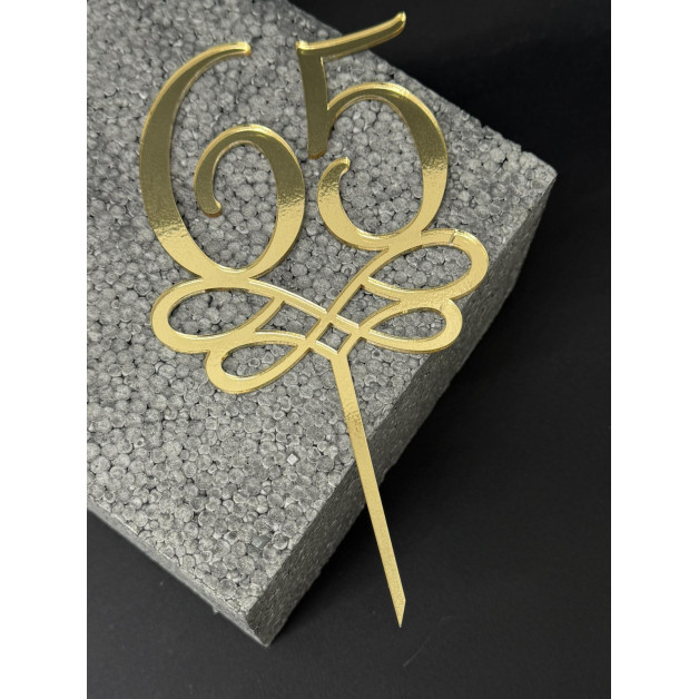 Топер пластик "65"-золото 