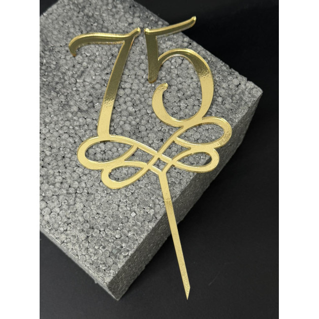 Топер пластик "75"-золото 