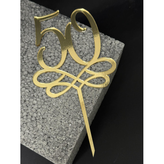 Топер пластик "50"-золото 