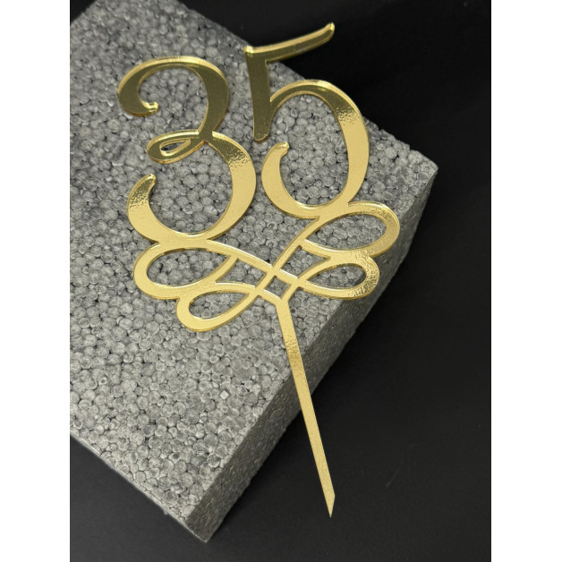 Топер пластик "35"-золото 