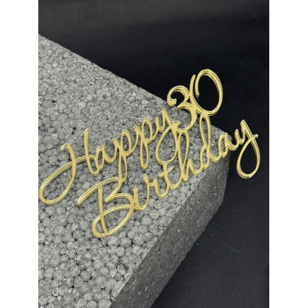 Топер пластик "Happy birthday 30"-золото 