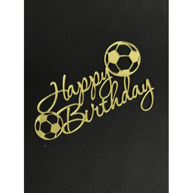 Топер пластик "Happy  birthday"-золото 