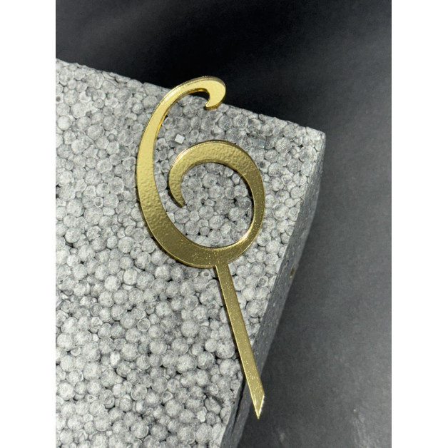 Топер пластик "6" -золото 