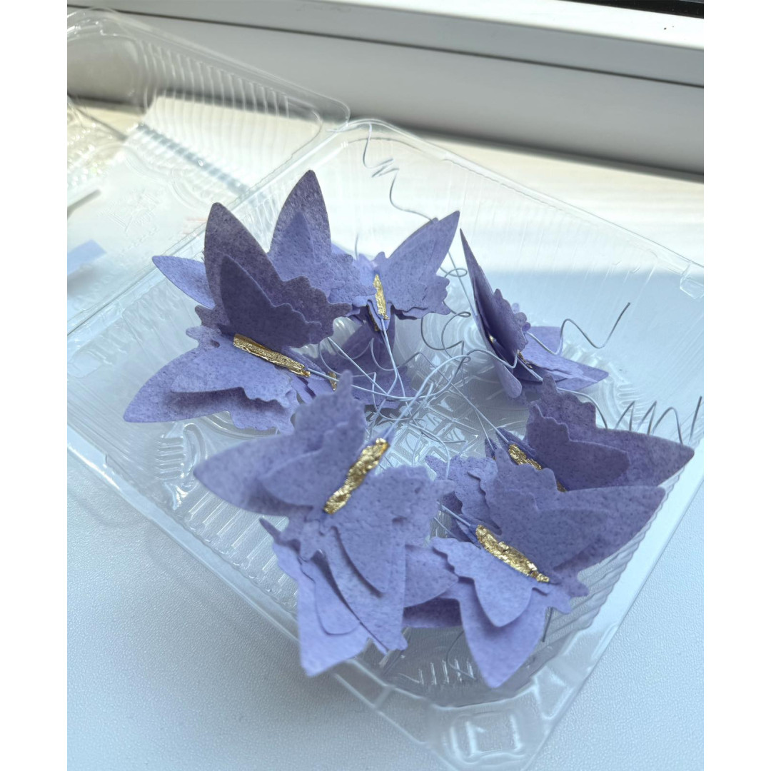 Вафельні метелики бузкові 12 шт