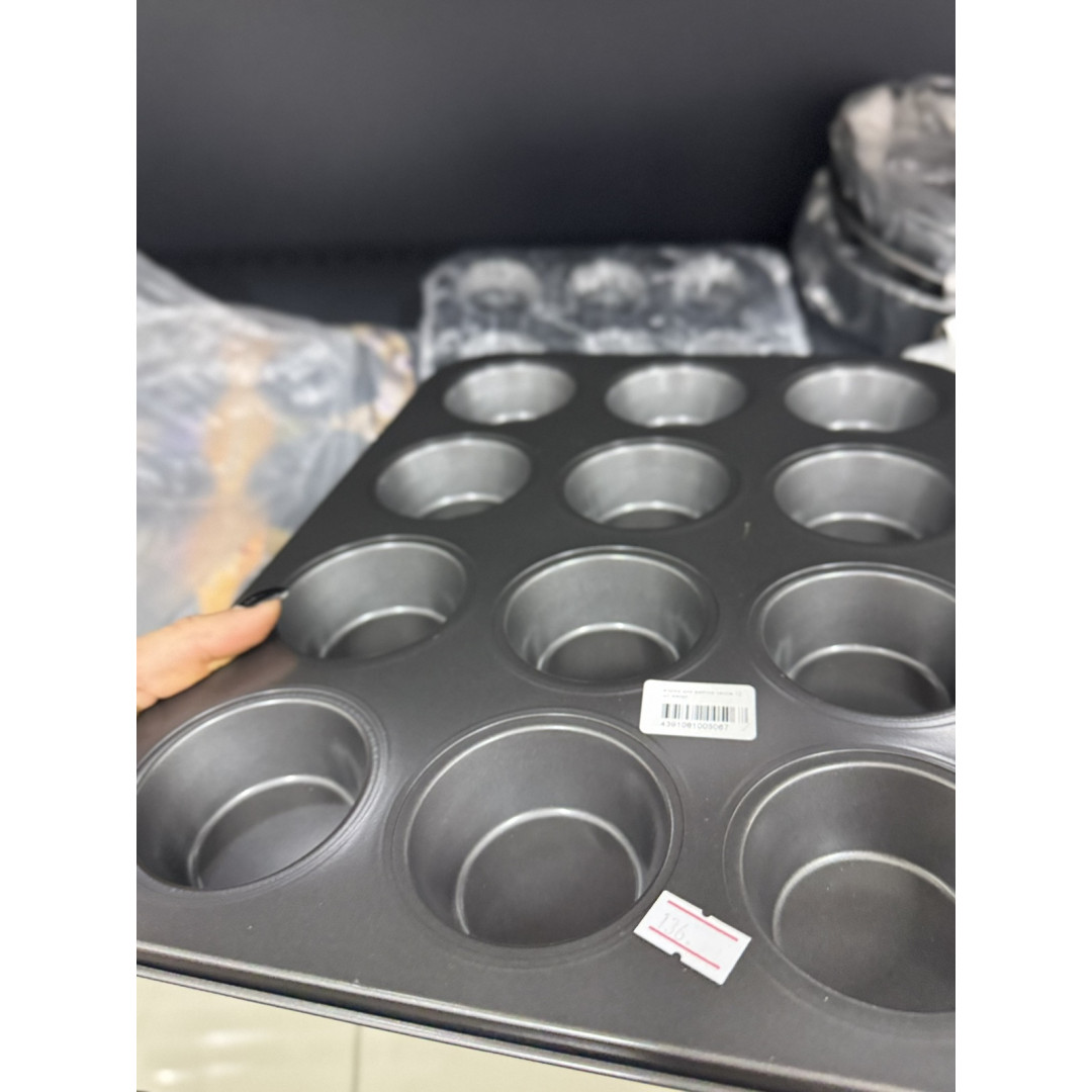 форма для випічки кексів 12 шт метал з паперовими капсулами