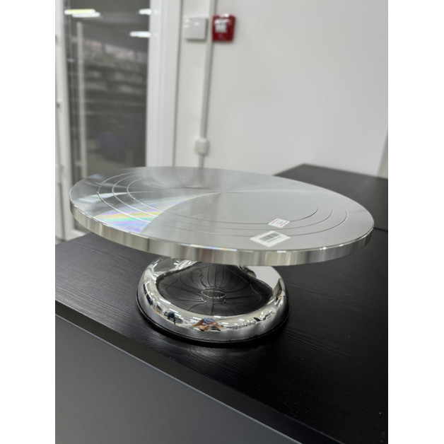 підставка поворотна металева металік срібна діам 30 см