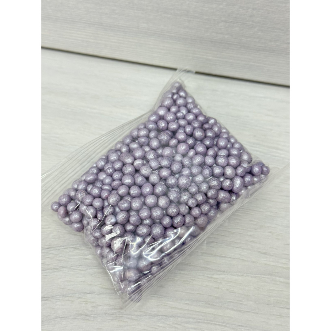 посипка дуті рисові кульки 5 мм лавандові перламутр. 50 грам