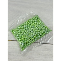 посипка дуті рисові кульки 5 мм салатові перламутр. 50 грам