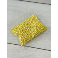 посипка дуті рисові кульки 5 мм жовті перламутр. 50 грам