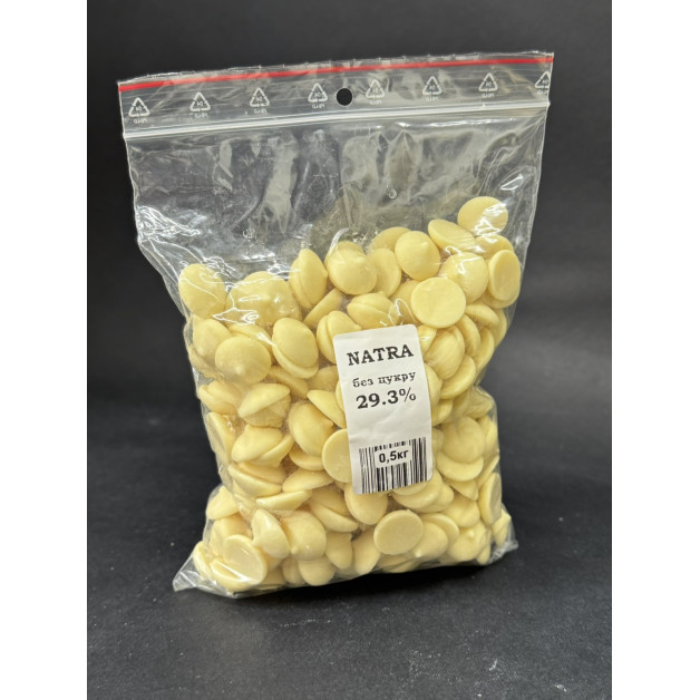 шоколад Natra білий без цукру 29,3% 0,5 кг