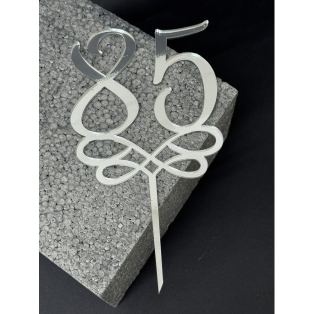 Топер пластик "85"-срібло

