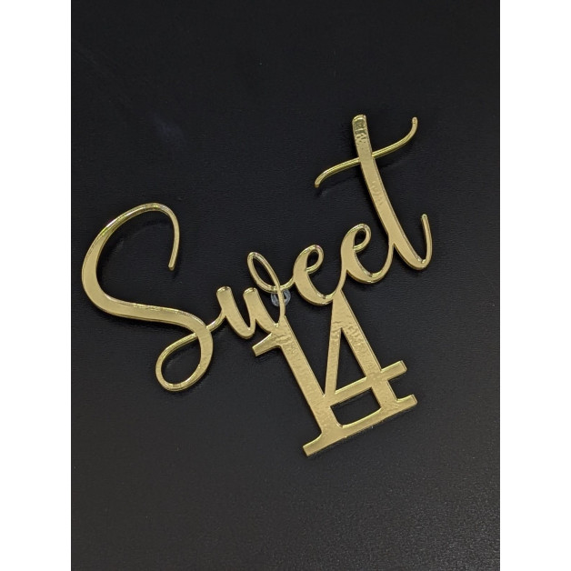 Топер пластик 120 "Sweet 14"-золото  
