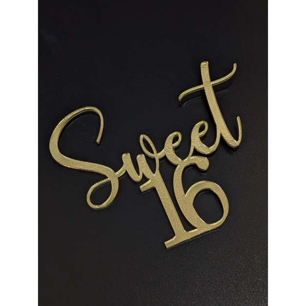 Топер пластик 120 "Sweet 16"-золото  