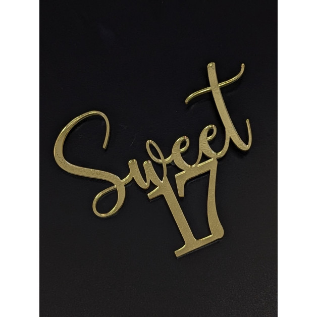 Топер пластик 120 "Sweet 17"-золото  