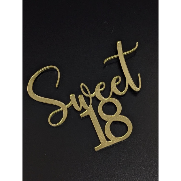 Топер пластик 120 "Sweet 18"-золото  
